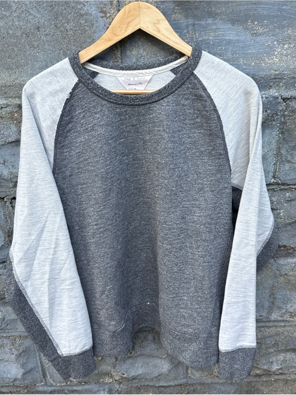 Rag & Bone Standard Issue Sweatshirt Men Large Raglan Crewneck Gray